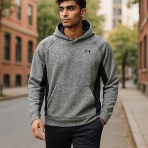 Under Armour Hoodie Coldgear Men Large L UA Storm Gray Blue Pullover Jacket